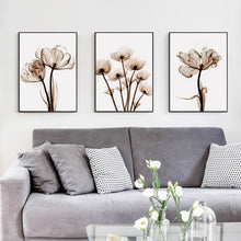 Load image into Gallery viewer, Elegant Poetry Modern 3pcs Transparent Flower A4 Canvas Painting Art Print Poster Picture Home Wall Decoration Simple Wall Decor
