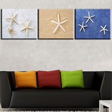 Load image into Gallery viewer, Free shipping 3 panels home decorative oil painting starfish and beach printed on canvas wall painting no frame canvas picture
