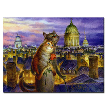 Load image into Gallery viewer, Vladimir Rumyantsev love city with cat world oil painting wall Art Picture Paint on Canvas Prints wall painting no framed

