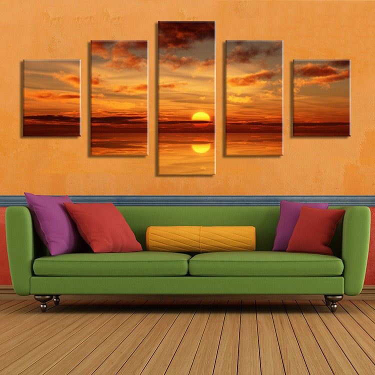 5PCS Home Decor Canvas Wall Art Decor Painting SUNDOWN OCEANS Wall Picture Canvas Art Print from Photo on Canvas for the Home
