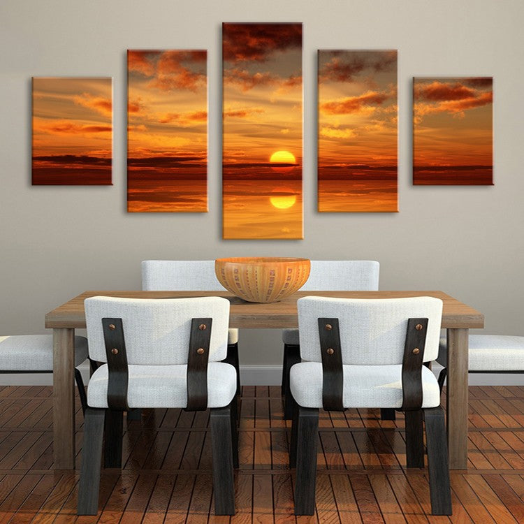5PCS Home Decor Canvas Wall Art Decor Painting SUNDOWN OCEANS Wall Picture Canvas Art Print from Photo on Canvas for the Home