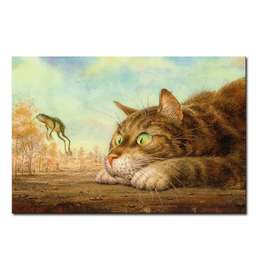 Vladimir Rumyantsev frog with cat world oil painting wall Art Picture Paint on Canvas Prints wall painting no framed