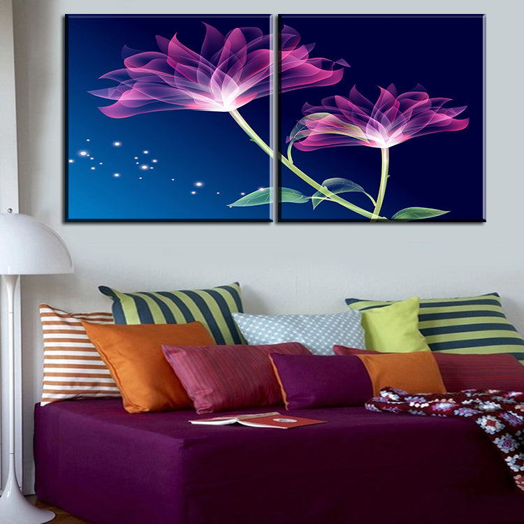 2 pcs Best Purple flower Home Decor Canvas Wall Art Picture Living Room Canvas Print Modern Painting Large Canvas Art Cheap
