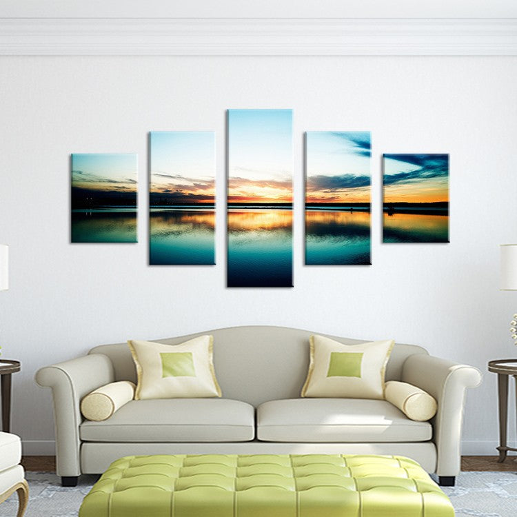 5 Panels the  Sea landscape modern art canvas wall paintings cuadros decorativos canvas prints paintings for living room wall