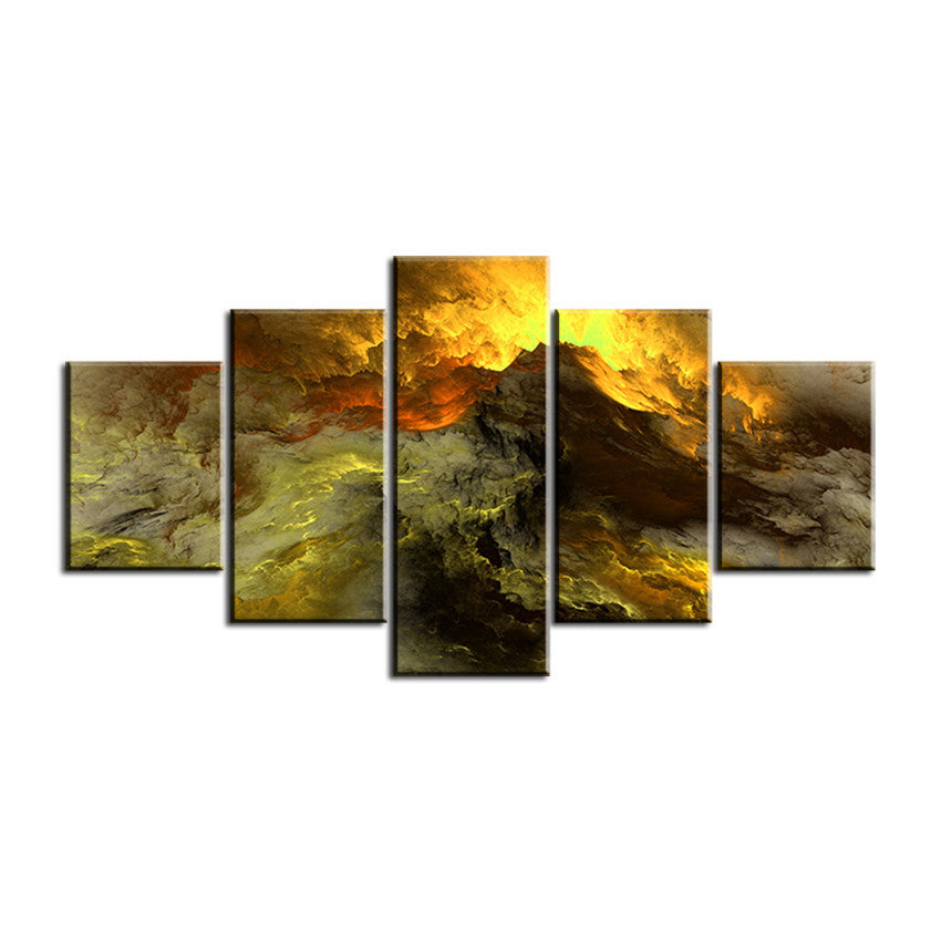 5 pc Set darkness  grey yellow abstract cloud NO FRAME Oil Painting Canvas Prints Wall Art Pictures For Living Room Decorations
