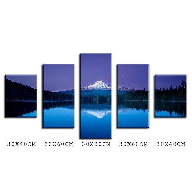 5 Piece mountain lake reflection Modern Home Wall Decor Canvas Picture Art Print WALL Painting Set of 5 Each Canvas Arts Unframe