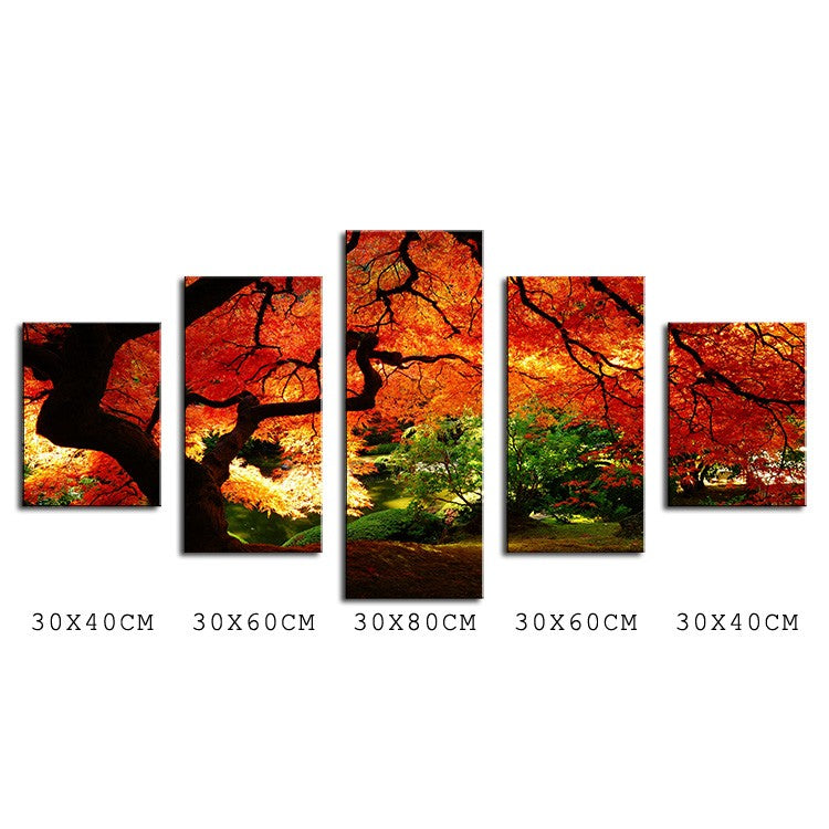 5 Panel maple-in-autumn Modern Home Wall Decor Canvas Picture Art Print WALL Painting Set of 5 Each Canvas Arts Unframe