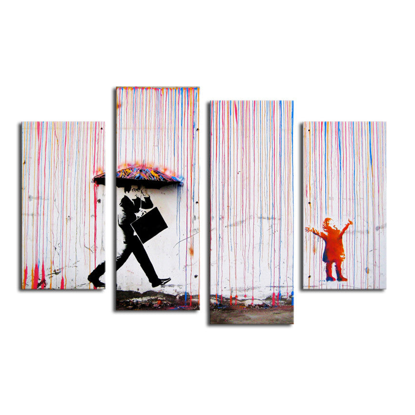 Banksy Art Colorful Rain wall canvas wall art painting living room wall decor no frame wall picture print