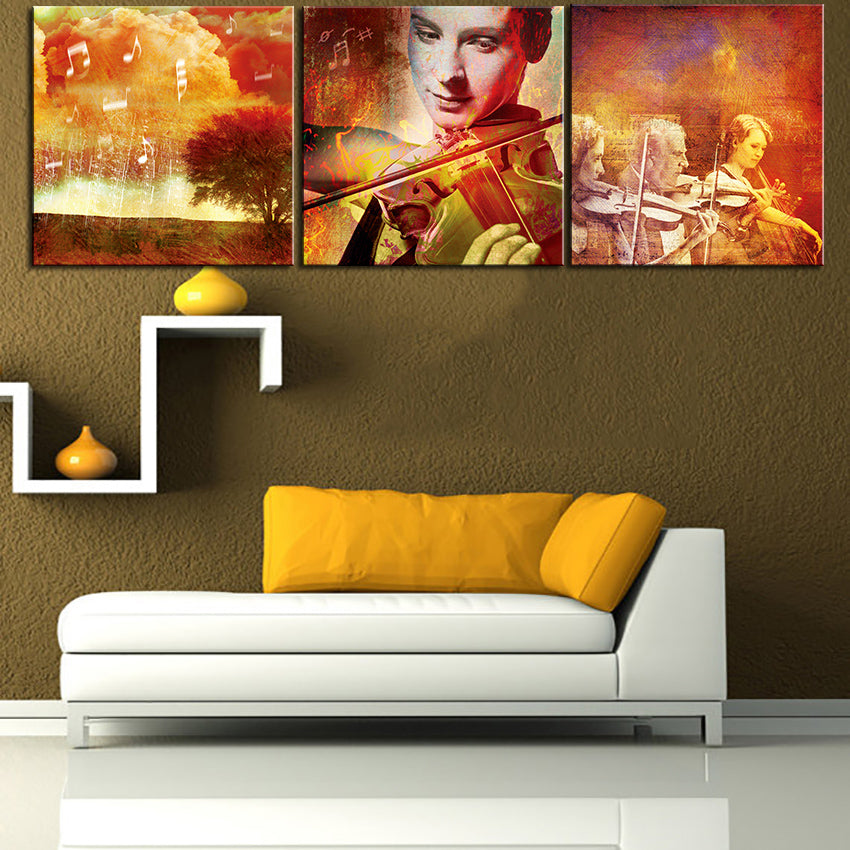 Large size 3pcs Print Oil Painting Wall painting MUSIC SOULS Decorative Wall Art Picture For Living Room paintng No Frame