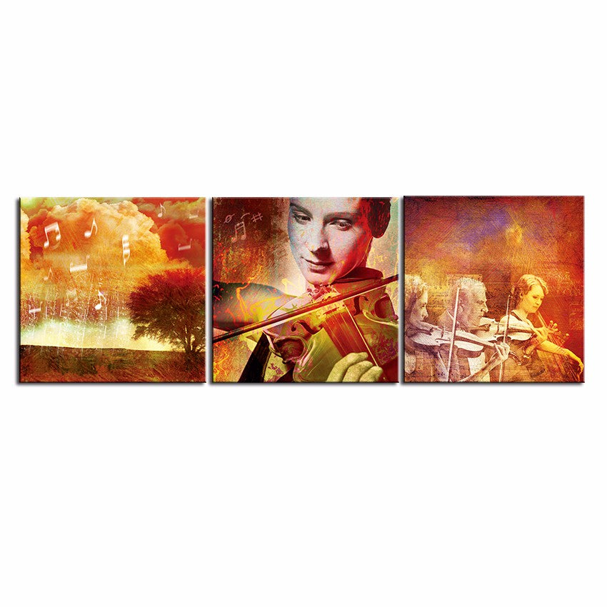 Large size 3pcs Print Oil Painting Wall painting MUSIC SOULS Decorative Wall Art Picture For Living Room paintng No Frame