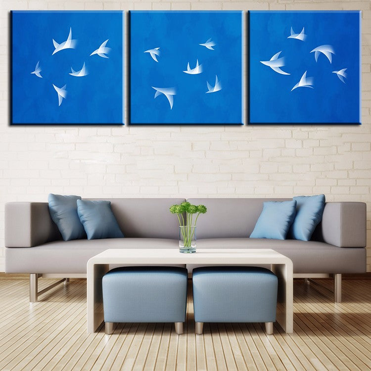 3 Piece Canvas Wall Art Prints for Home Decoration Wall Picture Some birds fly on the sky oil painting print on canvas no framed