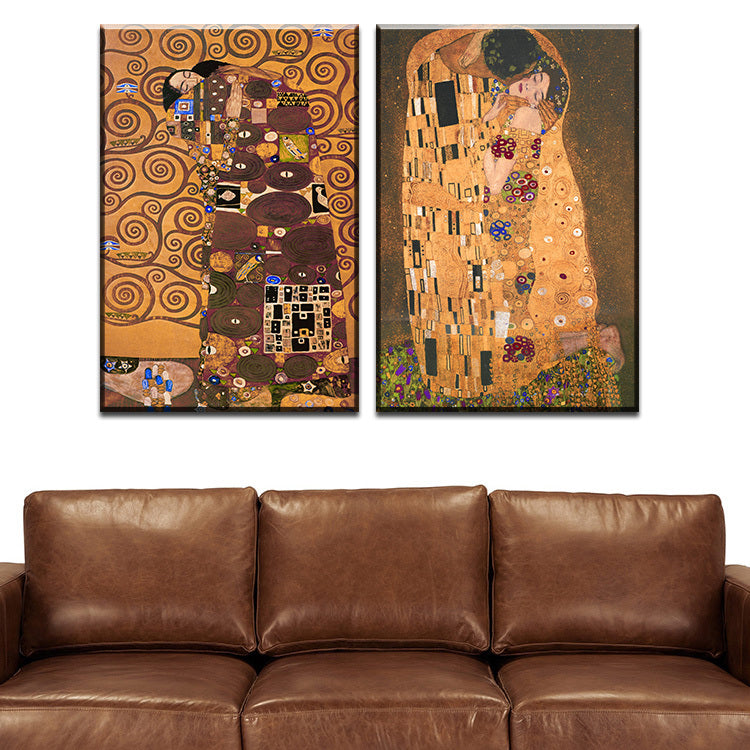 2 pcs Best Gustav Klimt kiss Home Decor Canvas Wall Art Picture Living Room Canvas Print Modern Painting Large Canvas Art Cheap