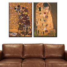 Load image into Gallery viewer, 2 pcs Best Gustav Klimt kiss Home Decor Canvas Wall Art Picture Living Room Canvas Print Modern Painting Large Canvas Art Cheap
