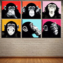 Load image into Gallery viewer, DPARTISAN 6PCS Andywarol monkey Wall painting print on canvas for home decor ideas paints on wall pictures art No framed
