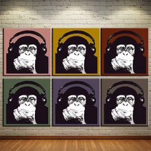 Load image into Gallery viewer, Warhol Monkey music wall art Canvas painting Oil Painting 6pieces/set Modern animals wall picture print room wall decor No Frame
