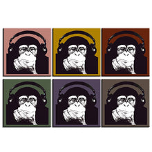 Load image into Gallery viewer, Warhol Monkey music wall art Canvas painting Oil Painting 6pieces/set Modern animals wall picture print room wall decor No Frame
