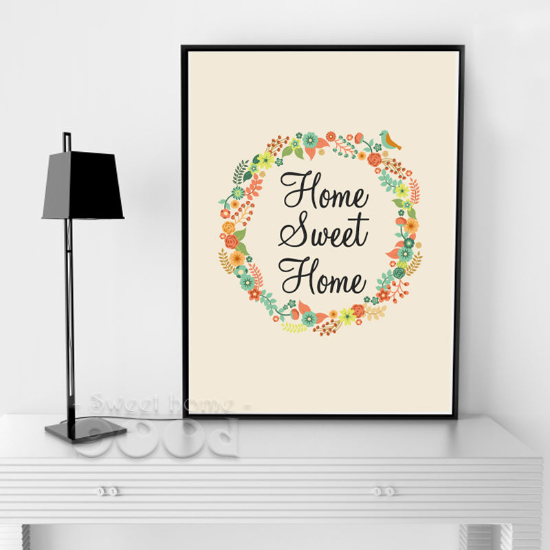 Flower Sweet Home Quote Canvas Art Print Poster, Wall Pictures for Home Decoration, Wall Decor FA238-4
