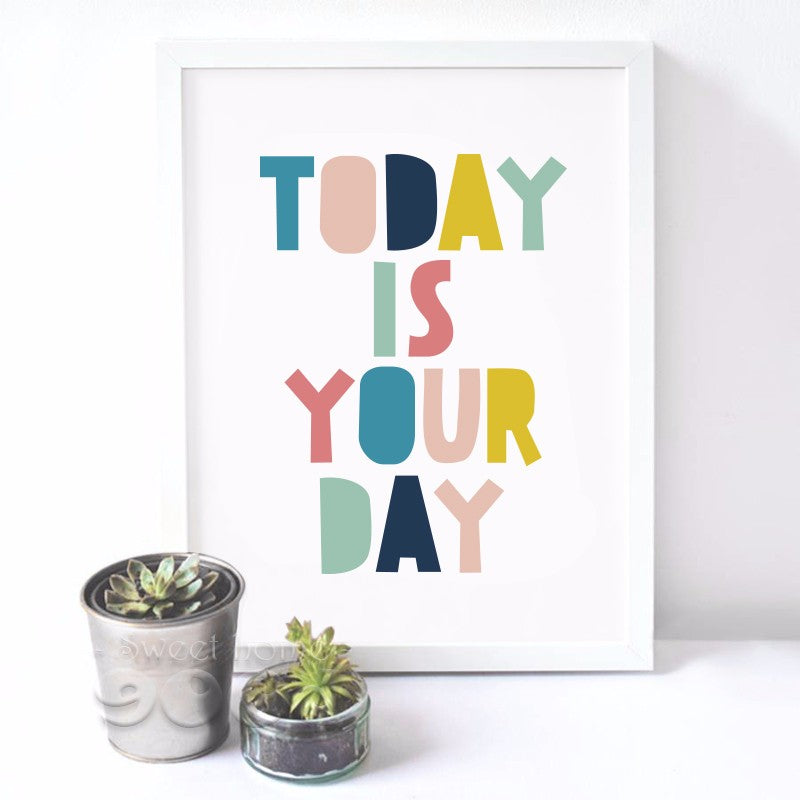 Quote "Today is a good day" Canvas Art Print Painting Poster, Wall Pictures For Home Decoration, Frame not include FA031-2