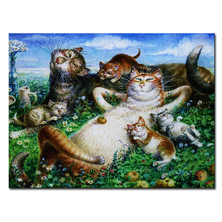 Vladimir Rumyantsev sit down cat world oil painting wall Art Picture Paint on Canvas Prints wall painting no framed