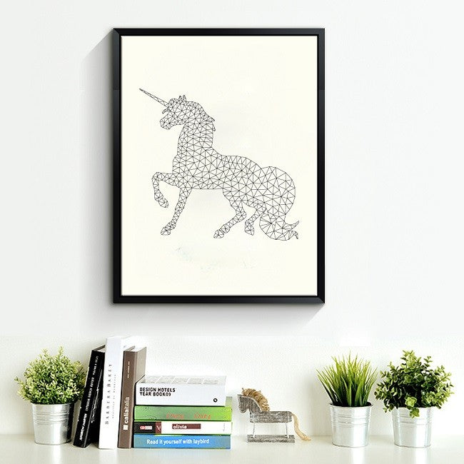 Geometric Unicorn Canvas Art Print Poster, Wall Pictures for Home Decoration, Wall decor FA221-12