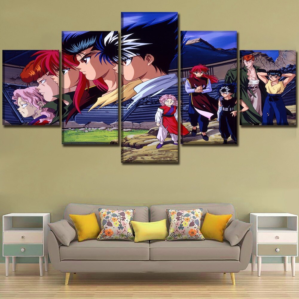 Canvas Printed Wall Art Poster 5 Piece Animation Yu Yu Hakusho Painting Modern Home Decor Modular Picture Frame For Living Room