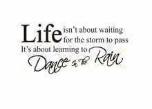 Load image into Gallery viewer, life isn&#39;t about waiting Inspirational quote wall decal 8016 decorative vinyl wall sticker Dance in the rain
