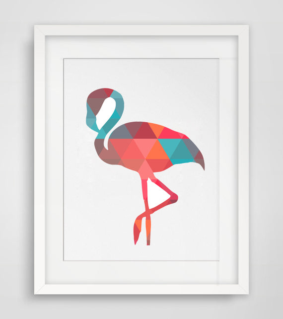 Geometric  Flamingo Canvas Art Print Poster, Wall Pictures for Home Decoration, Wall Decor FA237-14