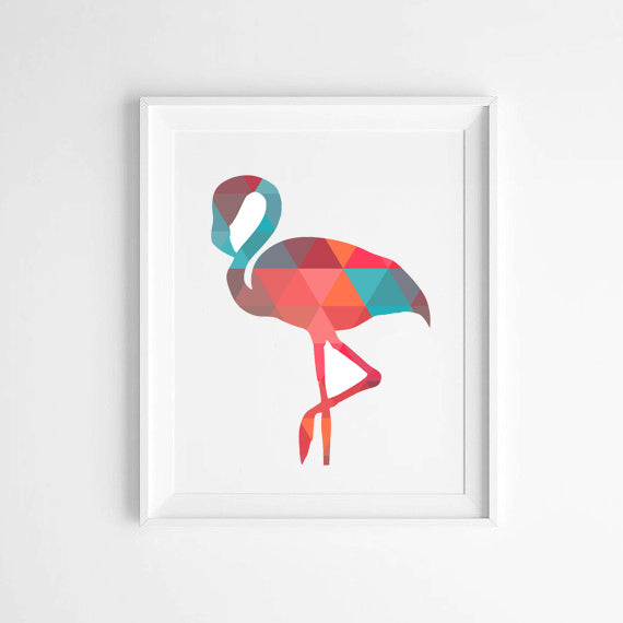 Geometric  Flamingo Canvas Art Print Poster, Wall Pictures for Home Decoration, Wall Decor FA237-14