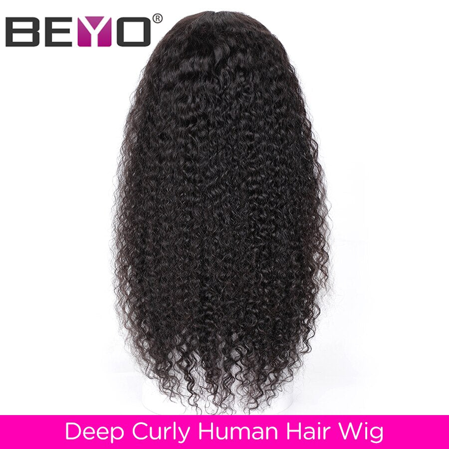 Brazilian Deep Curly Human Hair Wigs 360 Lace Frontal Wig Pre-Plucked Remy Lace Wigs 180% / 180% Density 8-24 inch Beyo Hair