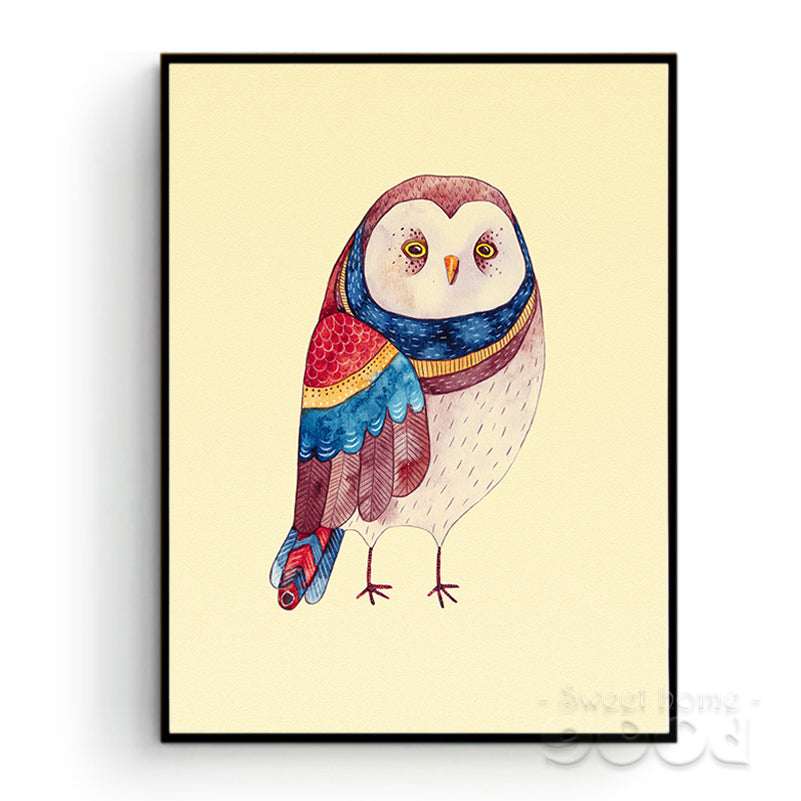 Watercolor Owls Canvas Art Print Poster,  Wall Pictures for Home Decoration, Giclee Wall Decor CM025-1