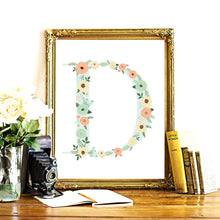 Load image into Gallery viewer, Floral monogram nursery Letter &quot;D&quot; Art Print Art Print painting Poster, Wall Pictures for Home Decoration Wall Decor, FA239-2
