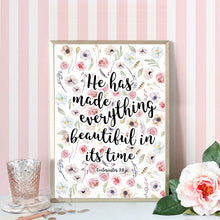 Load image into Gallery viewer, Bible Verse Canvas Art print Poster, Christian Verses for the Wall Decoration Nursery Bible Verse, Flowers Wall Picture CM028-1
