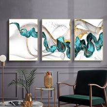 Load image into Gallery viewer, Nordic Abstract Color Spalsh Blue Golden Canvas Painting Poster And Print Unique Decor Wall Art Pictures For Living Room Bedroom
