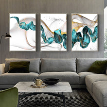 Load image into Gallery viewer, Nordic Abstract Color Spalsh Blue Golden Canvas Painting Poster And Print Unique Decor Wall Art Pictures For Living Room Bedroom
