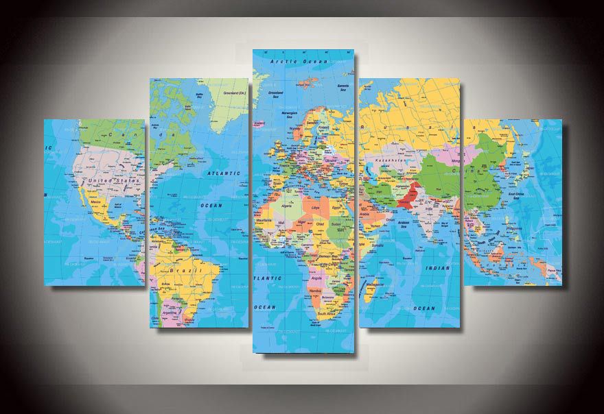 HD Printed World Map Group Painting Canvas Print room decor print poster picture canvas Free shipping/ny-350