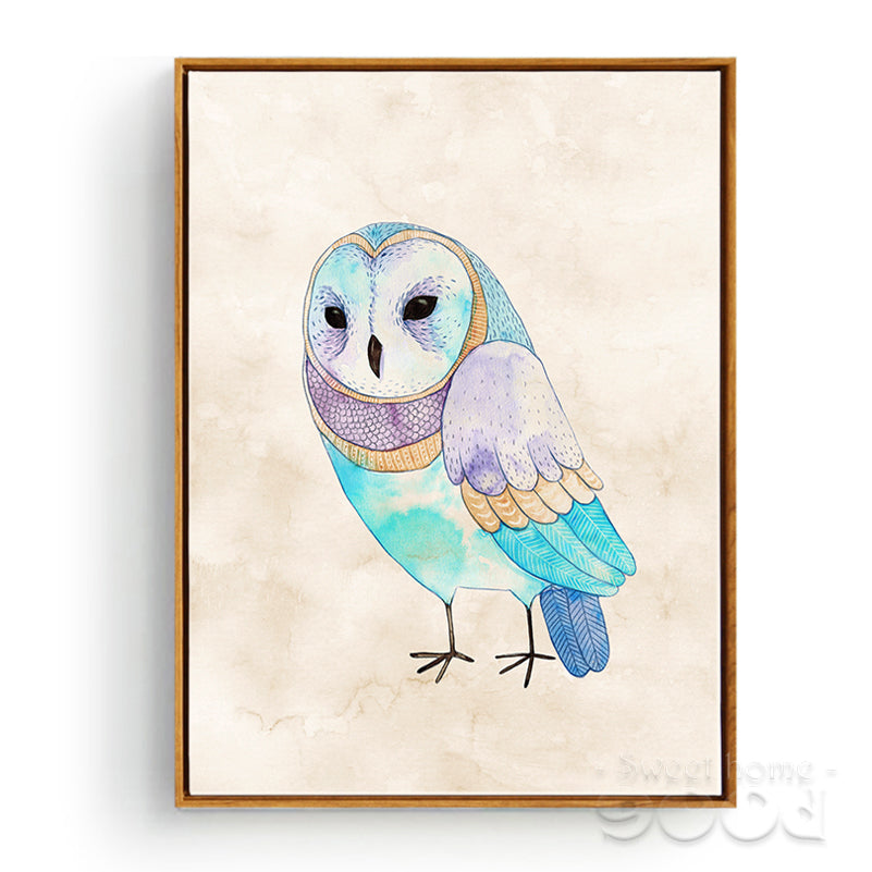 Watercolor Owls Canvas Art Print Poster, Wall Pictures for Home Decoration, Giclee Wall Decor CM025-1