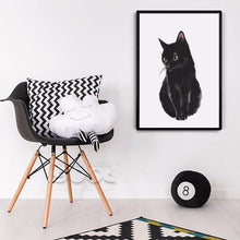 Load image into Gallery viewer, Watercolor Black Cat Canvas Art Print Painting Poster,  Wall Pictures for Home Decoration, Giclee Print Wall Decor S16013
