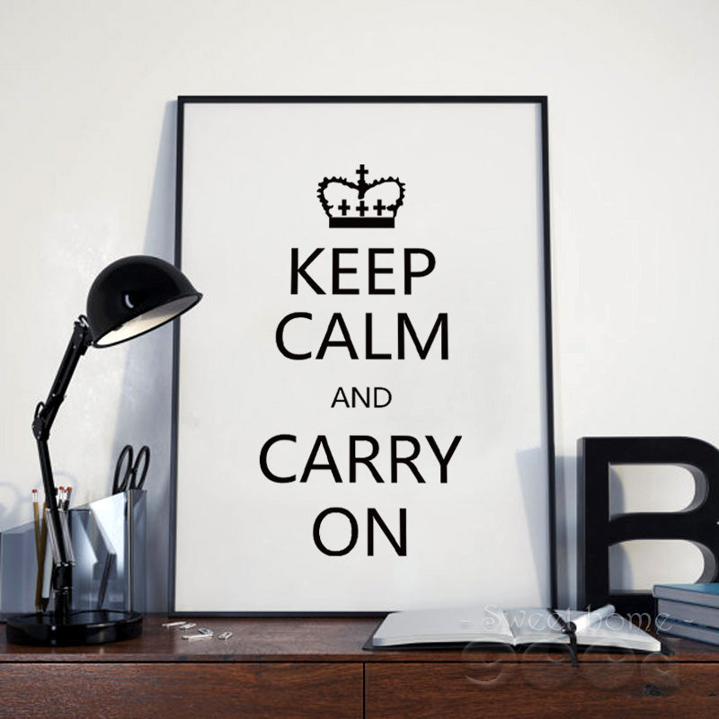Keep Calm Quote Canvas Art Print Painting Poster, Wall Pictures for Home Decoration, Housing FA202