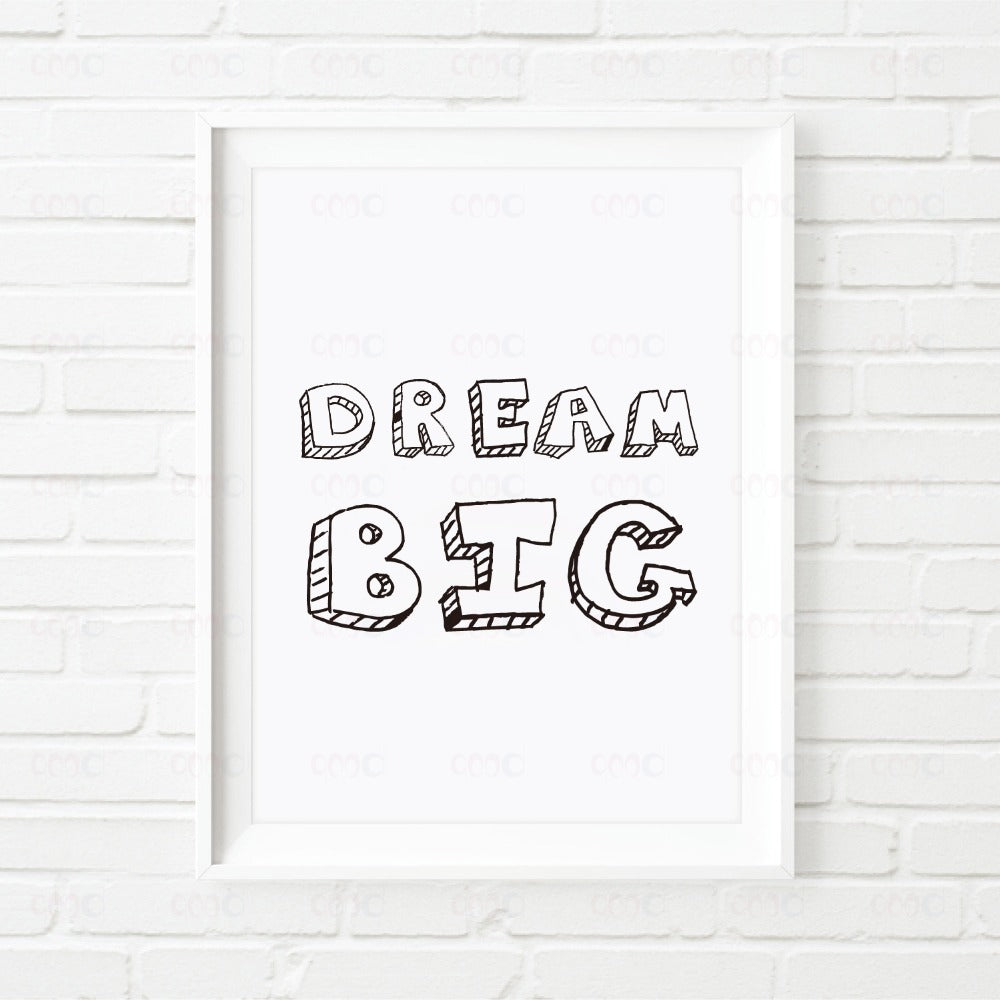 Cartoon Dream Big Quote Canvas Art Print, Wall Pictures Home Decoration, Painting Poster Frame not include YE002