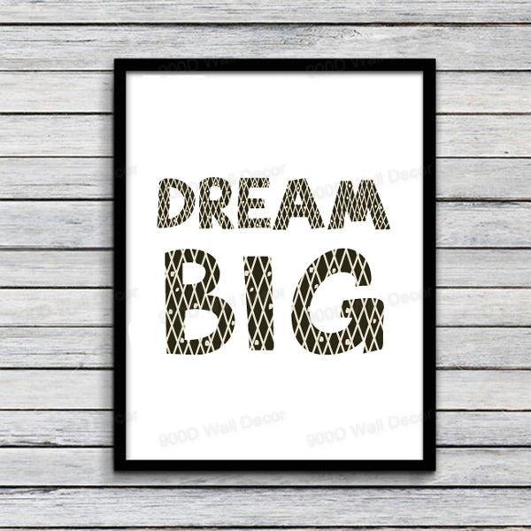 Cartoon Dream Big Quote Canvas Art Print, Wall Pictures Home Decoration, Painting Poster YE004