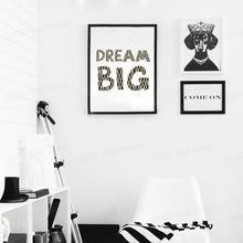 Load image into Gallery viewer, Cartoon Dream Big Quote Canvas Art Print, Wall Pictures Home Decoration, Painting Poster YE004
