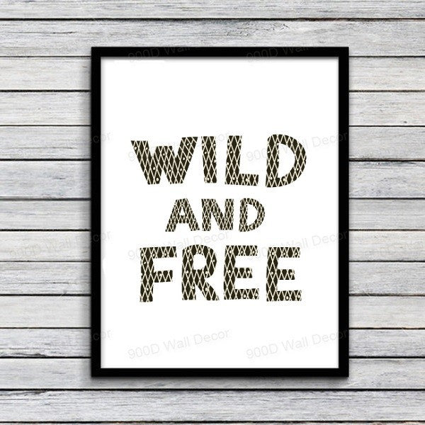 Wild And Free Quote  Cartoon Canvas Art Print Poster, Wall Pictures For Girl Room Decoration Print On Canvas,YE003