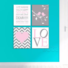 Load image into Gallery viewer, Cartoon Chevron Print Canvas Art Print, Sunshine Quote Wall Pictures For Nusery Room Decoration, set of 4

