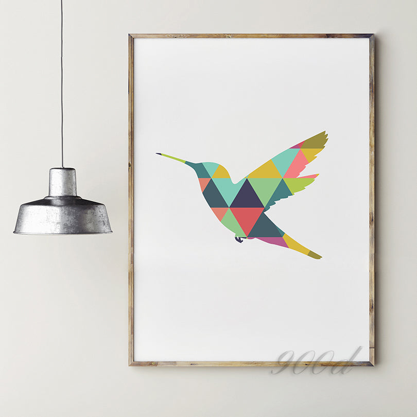 Geometric Flying Woodpecker Canvas Art Print Painting Poster, Wall Pictures For Home Decoration, Frame not include 237-37