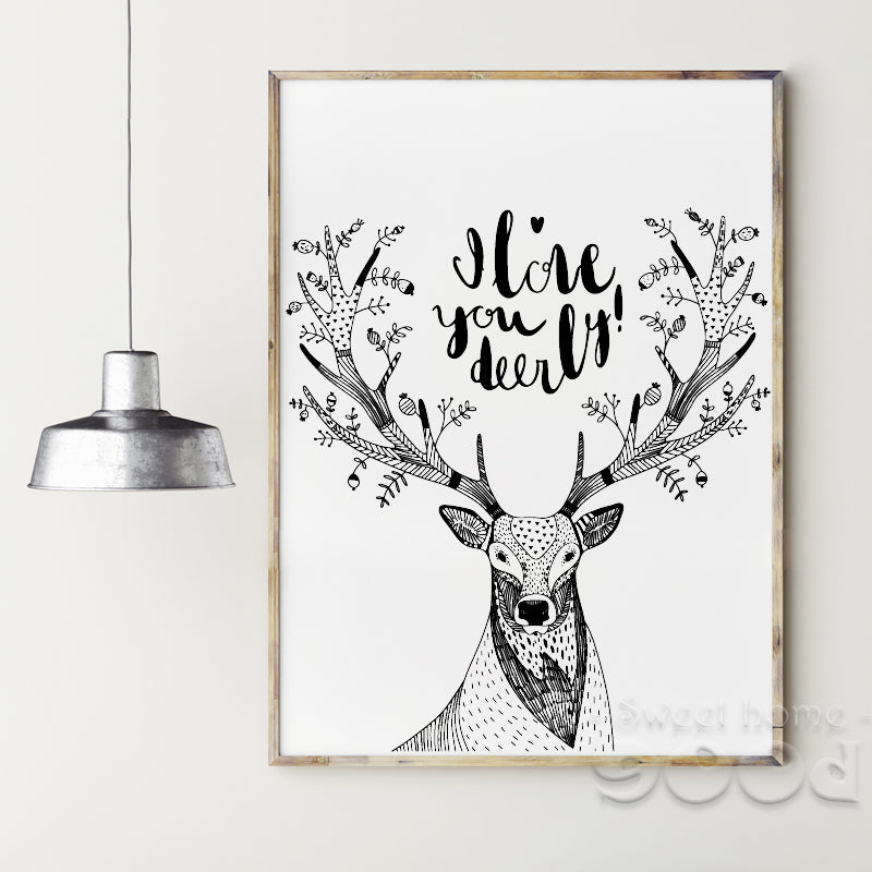 Deer Sketch Canvas Art Print Painting Poster, Wall Pictures for Home Decoration, Home Decor S003