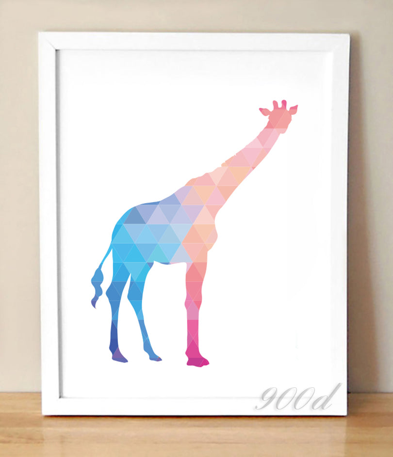 Geometric Giraffe Canvas Art Print Painting Poster,  Wall Pictures for Home Decoration, Home Decor 237-26