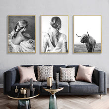 Load image into Gallery viewer, Black And White Nordic Poster Vintage Wall Art Canvas Painting Love Posters And Prints Wall Pictures For Living Room Unframed
