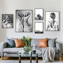 Load image into Gallery viewer, Black And White Nordic Poster Vintage Wall Art Canvas Painting Love Posters And Prints Wall Pictures For Living Room Unframed
