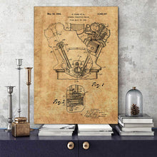 Load image into Gallery viewer, Abstract Canvas Painting Vintage Engine Print Painting Motor Patent Art Poster Blueprint Car Parts Pictures Engine Wall Decor
