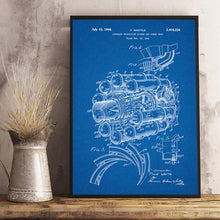 Load image into Gallery viewer, Airplane Jet Engine Patent Blueprint Vintage Poster Aviation Artwork Science Canvas Painting Wall Pictures Aviation Home Decor
